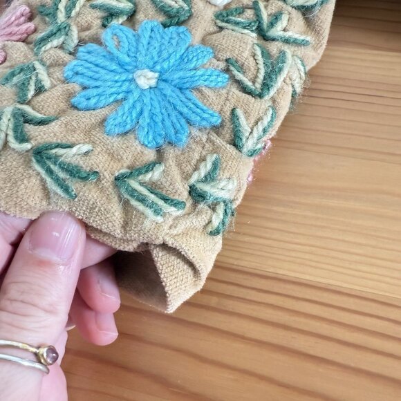 Vintage Persaman Blazer Flower Embroidered Boho Festival Fairy Velvet Cotton 6 - Picture 5 of 11